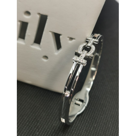 Bracelet Lilo boucle de ceinture avec strass en acier inoxydable silver