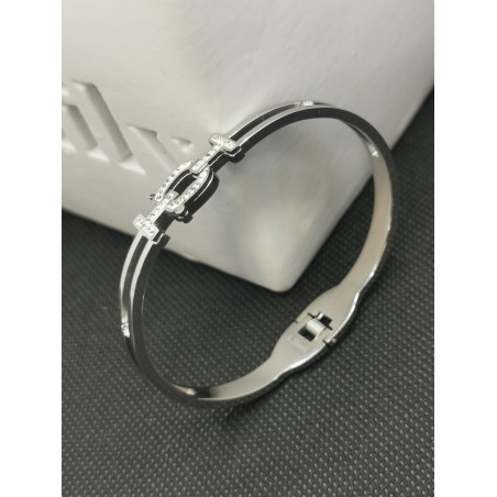 Bracelet Lilo boucle de ceinture avec strass en acier inoxydable silver