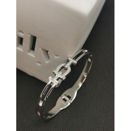 Bracelet Lilo boucle de ceinture avec strass en acier inoxydable silver
