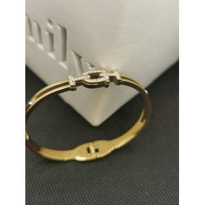 Bracelet Kany avec boucle de ceinture avec strass en acier inoxydable doré