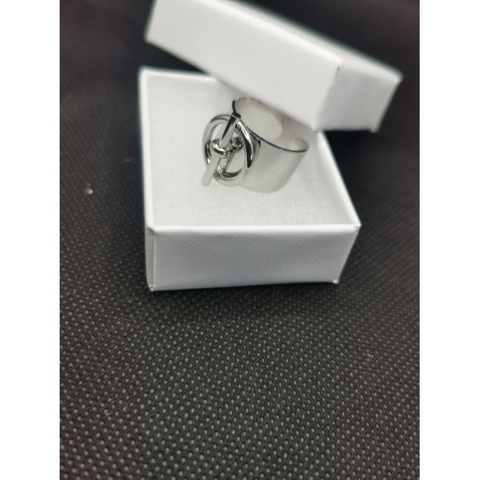 Bague Abigail avec rond et barre en acier inoxydable silver