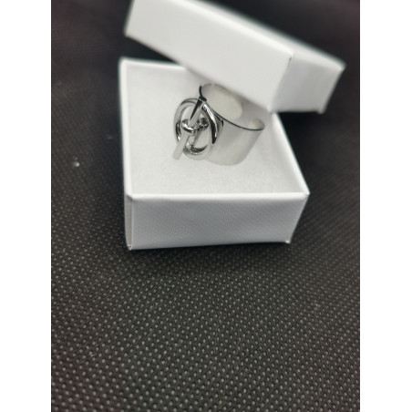 Bague Abigail avec rond et barre en acier inoxydable silver