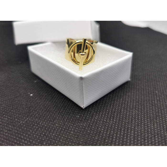 Bague Harper avec rond et barre en acier inoxydable doré