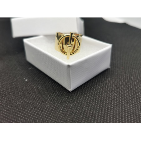 Bague Harper avec rond et barre en acier inoxydable doré