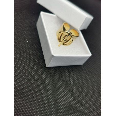 Bague Harper avec rond et barre en acier inoxydable doré