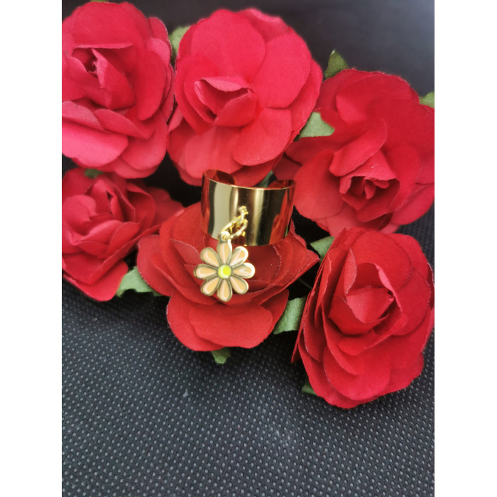 Bague Lya avec Marguerittes de couleur au choix en acier inoxydable doré
