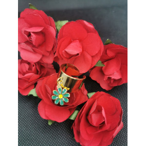 Bague Lya avec Marguerittes de couleur au choix en acier inoxydable doré