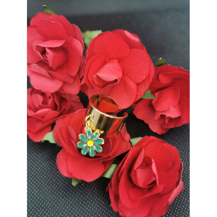 Bague Lya avec Marguerittes de couleur au choix en acier inoxydable doré